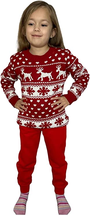 Children's Kids Girls Boys Snowflake Christmas Jumper