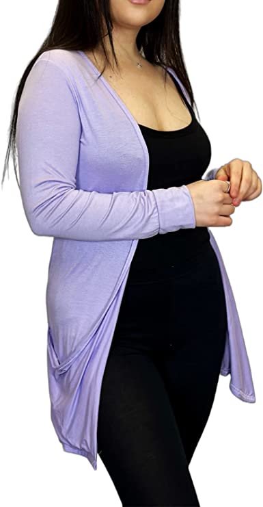 Ladies Long Sleeve Pocket Cardigan Womens Top Sizes 8-14