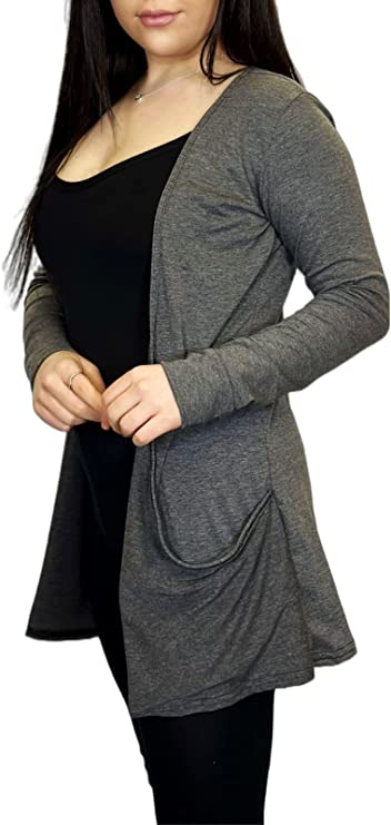 Ladies Long Sleeve Pocket Cardigan Womens Top Sizes 8-14
