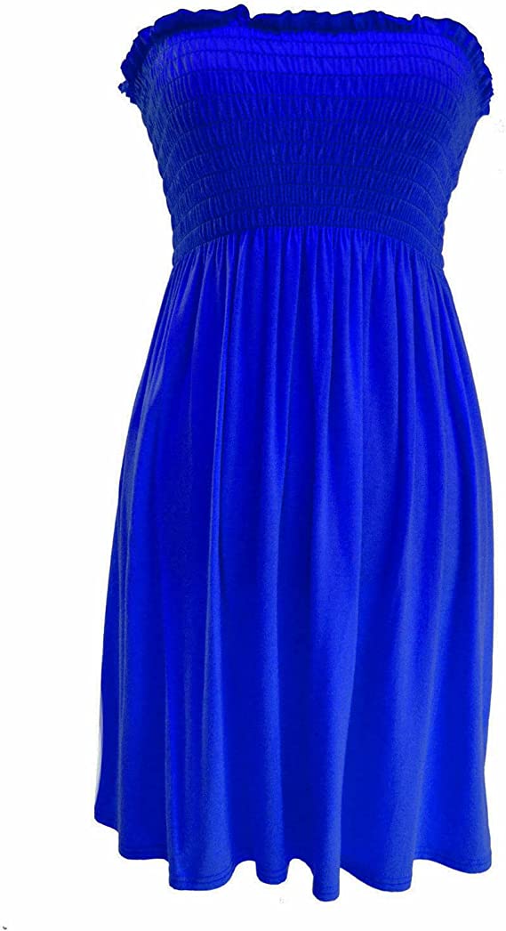 New Womens Ladies Sheering Top Strapless Bandeau Dress Top Jersey Ladies Plus Size Boobtube Top Dress UK 16-22