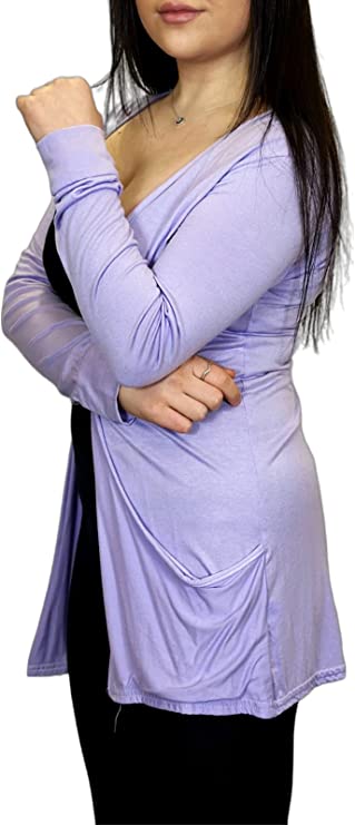 Ladies Long Sleeve Pocket Cardigan Womens Top Sizes 8-14