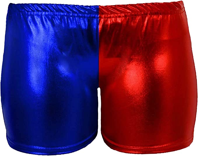 Womens Metallic Wet Look Hot Pants Womens Red Blue Shiny Halloween Summer Fancy Party Disco Wet Look Shorts