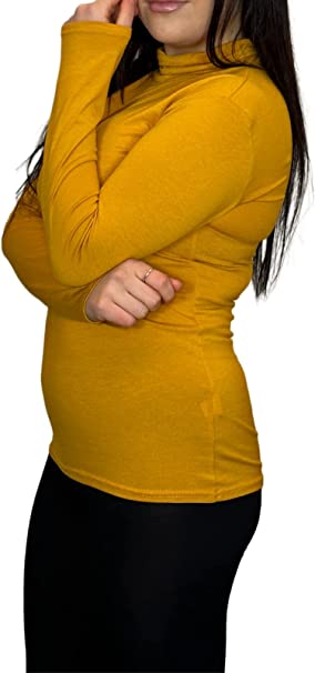 Ladies Polo Roll Neck Long Sleeve Turtle Neck Plain Jumpers for Women Top Womens Ladies New Plain Turtle Polo Roll Neck Long Sleeve Stretch Jumper T-Shirt Tee Top 8-14