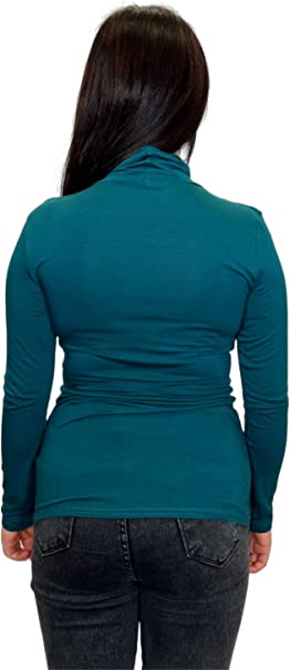 Ladies Polo Roll Neck Long Sleeve Turtle Neck Plain Jumpers for Women Top Womens Ladies New Plain Turtle Polo Roll Neck Long Sleeve Stretch Jumper T-Shirt Tee Top 8-14