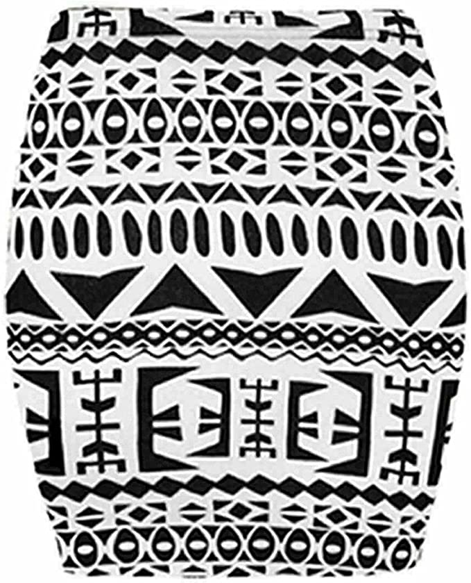 Womens Print Ladies Stretch Bodycon Elasticated Jersey Short Mini Skirt