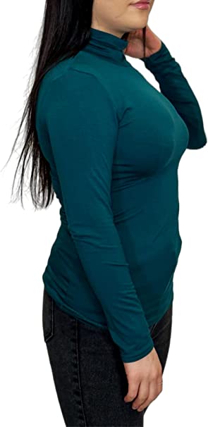Ladies Polo Roll Neck Long Sleeve Turtle Neck Plain Jumpers for Women Top Womens Ladies New Plain Turtle Polo Roll Neck Long Sleeve Stretch Jumper T-Shirt Tee Top 8-14