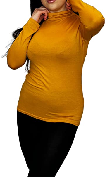 Ladies Polo Roll Neck Long Sleeve Turtle Neck Plain Jumpers for Women Top Womens Ladies New Plain Turtle Polo Roll Neck Long Sleeve Stretch Jumper T-Shirt Tee Top 8-14