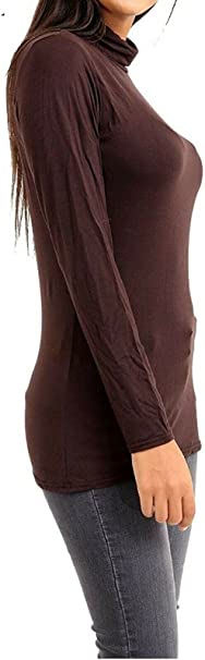 Ladies Polo Roll Neck Long Sleeve Turtle Neck Plain Jumpers for Women Top Womens Ladies New Plain Turtle Polo Roll Neck Long Sleeve Stretch Jumper T-Shirt Tee Top 8-14
