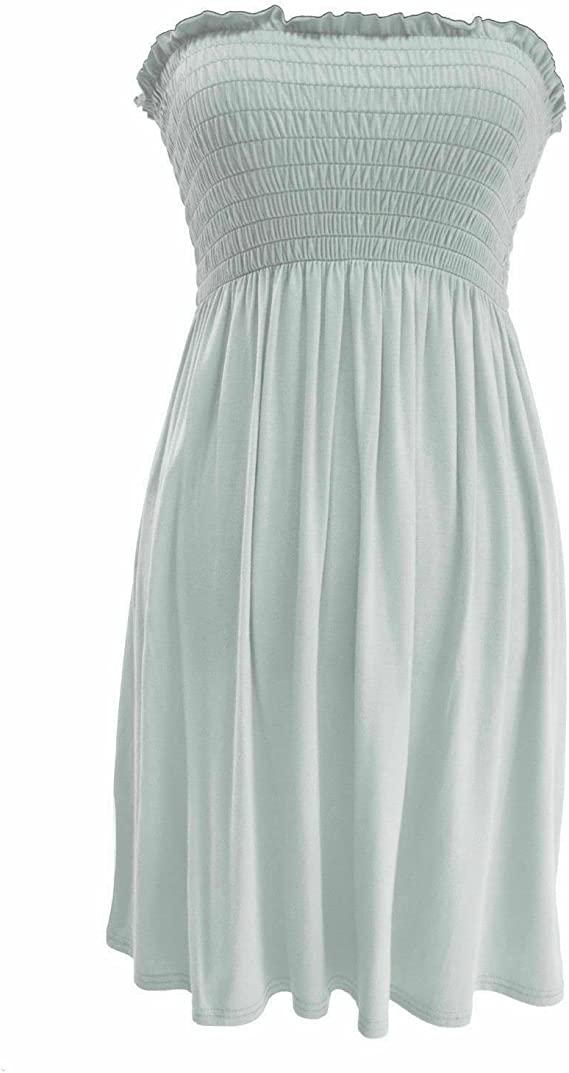 New Womens Ladies Sheering Top Strapless Bandeau Dress Top Jersey Ladies Plus Size Boobtube Top Dress UK 16-22