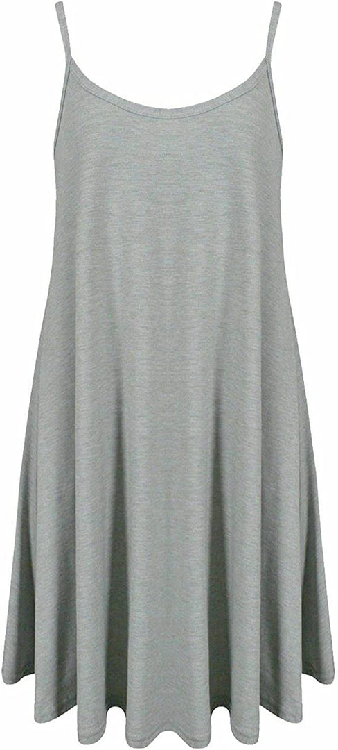Plus Size Womens Printed Strappy Sleeveless Ladies Mini Dress Vest Top