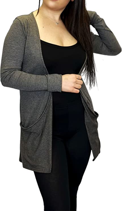Ladies Long Sleeve Pocket Cardigan Womens Top Sizes 8-14