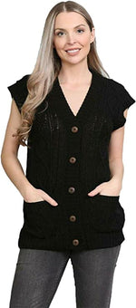 Load image into Gallery viewer, Womens Sleeveless Cable Knitted Grandad Cardigan Ladies 5 Button Casual Winter Sweater Waistcoat Top
