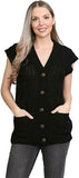LUXE DIVA Women's Cable Knit Grandad Cardigan