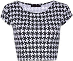 Load image into Gallery viewer, Women Cap Short Sleeve Crop Top Round Neck Plain/Printed T-Shirt Stretchy Summer Cropped Vest Tops Size 8-14
