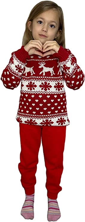 Children's Kids Girls Boys Snowflake Christmas Jumper