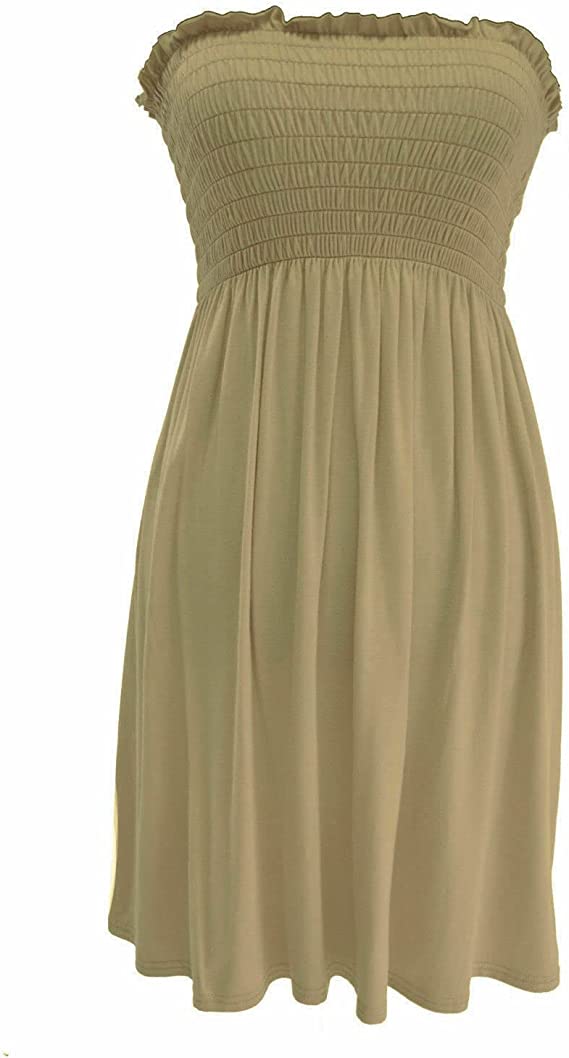 New Womens Ladies Sheering Top Strapless Bandeau Dress Top Jersey Ladies Plus Size Boobtube Top Dress UK 16-22