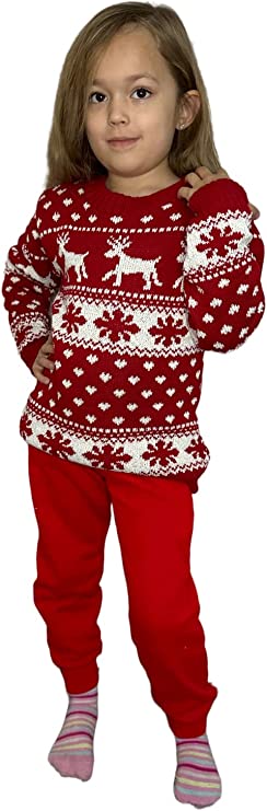 Children's Kids Girls Boys Snowflake Christmas Jumper