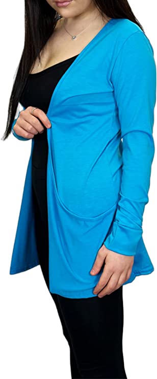 Ladies Long Sleeve Pocket Cardigan Womens Top Sizes 8-14
