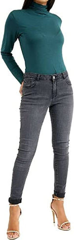 Load image into Gallery viewer, Ladies Polo Roll Neck Long Sleeve Turtle Neck Plain Jumpers for Women Top Womens Ladies New Plain Turtle Polo Roll Neck Long Sleeve Stretch Jumper T-Shirt Tee Top 8-14
