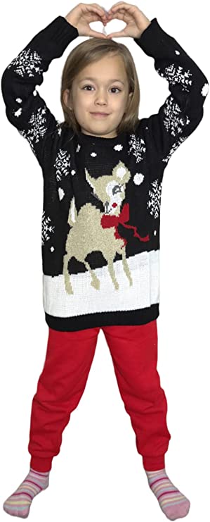 Children's Kids Girls Boys Bambi Christmas Jumper