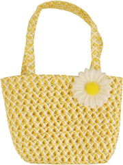 Easter Woven Bags Large Tote Bags with Handles Reusable Gift Bag Grocery Shopping Bag Bunny Easter Egg Hunt Party Treat Bag Waterproof Reusable Goodie Bag for Holiday Favors