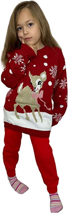 Children's Kids Girls Boys Bambi Christmas Jumper