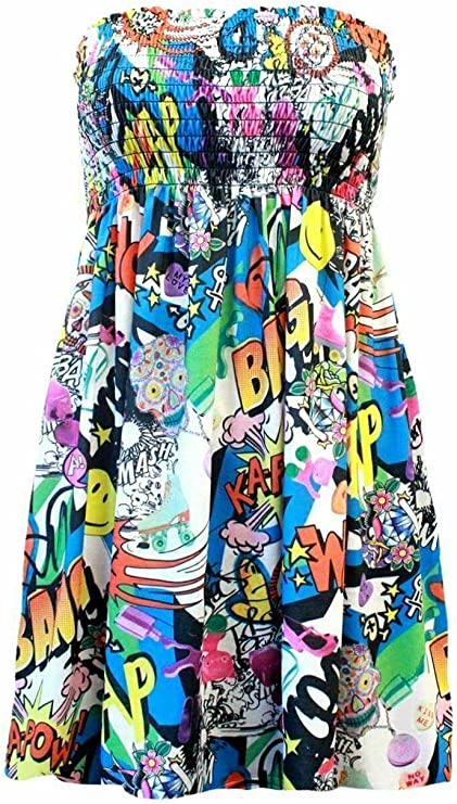 New Womens Ladies Sheering Top Strapless Bandeau Dress Top Jersey Ladies Plus Size Boobtube Top Dress UK 16-22
