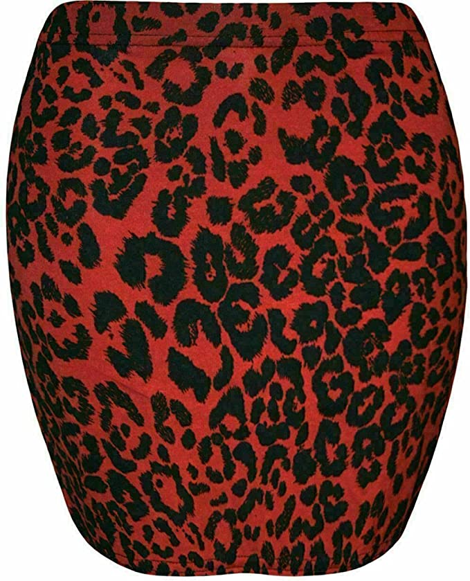 Womens Print Ladies Stretch Bodycon Elasticated Jersey Short Mini Skirt