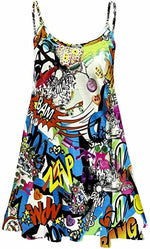 Load image into Gallery viewer, Plus Size Womens Printed Strappy Sleeveless Ladies Mini Dress Vest Top
