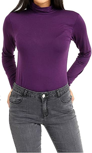 Ladies Polo Roll Neck Long Sleeve Turtle Neck Plain Jumpers for Women Top Womens Ladies New Plain Turtle Polo Roll Neck Long Sleeve Stretch Jumper T-Shirt Tee Top 8-14