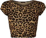 Load image into Gallery viewer, Women Cap Short Sleeve Crop Top Round Neck Plain/Printed T-Shirt Stretchy Summer Cropped Vest Tops Size 8-14
