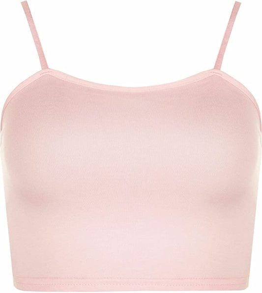 Womens Strappy Sleeveless Ladies Bralet Crop Stretch Vest Top - 8-14