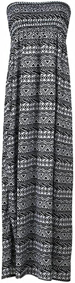 Load image into Gallery viewer, Plus Size Womens Printed Bandeau Strapless Shirred Ladies Long Maxi Dress

