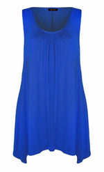 Load image into Gallery viewer, Ladies Hanky Hem Womens Sleeveless Scoop Neck Jersey Long Tunic Vest
